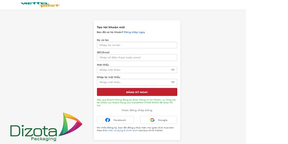 tạo tài khoản Viettel post