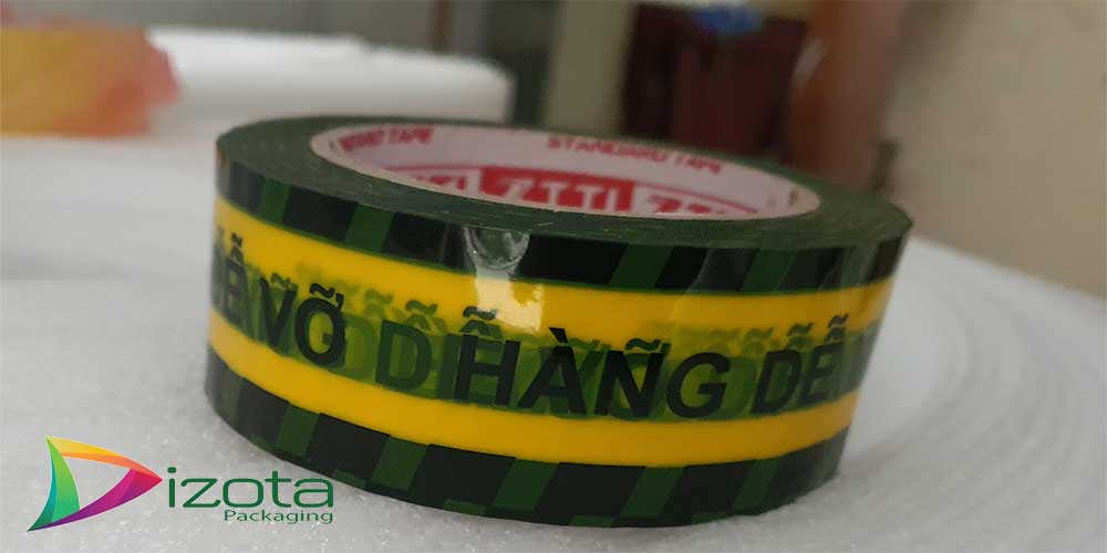 Cuộn băng dính in chữ cảnh báo hàng dễ vỡ bán lẻ tại Dizota