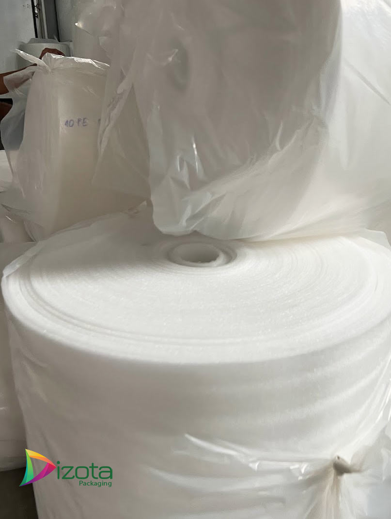 Cuộn mút xốp PE foam 5mm màu trắng Cuộn mút xốp PE foam 5mm màu trắng