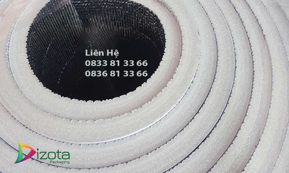 Cuộn xốp PE OPP 3cm tráng bạc