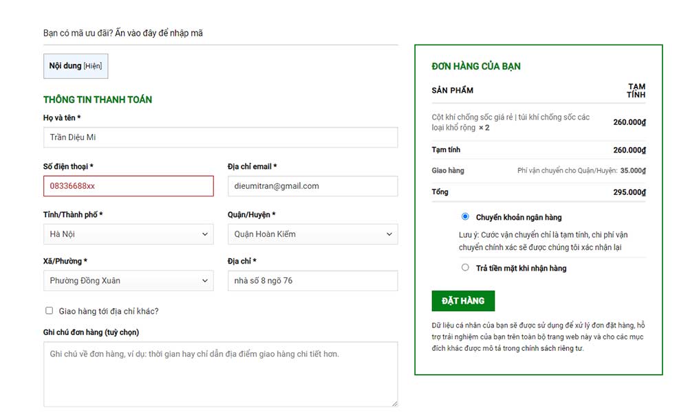 Hướng dẫn mua hàng online dizota.vn